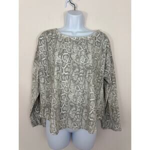 Tahari Gray Snake Print Oversized Top Long Sleeve Large